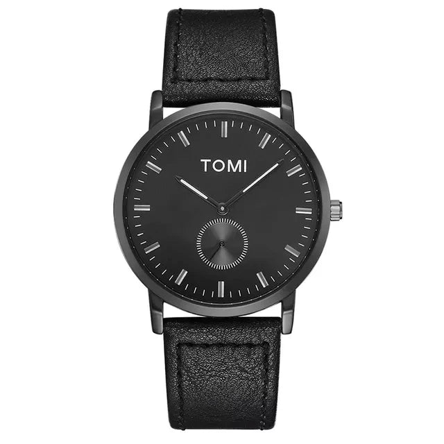 TOMI T-072 Slim Dial Quartz Watch with Leather Strap – Tomi Watches
