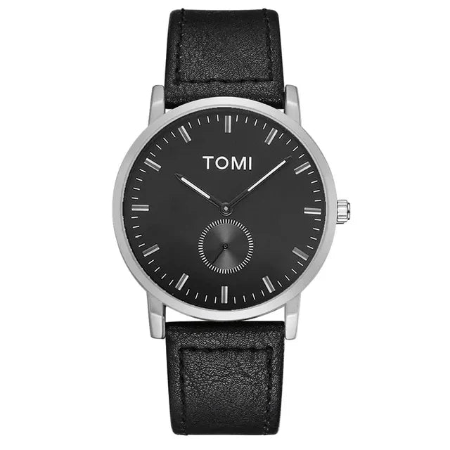 TOMI T-072 Slim Dial Quartz Watch with Leather Strap – Tomi Watches
