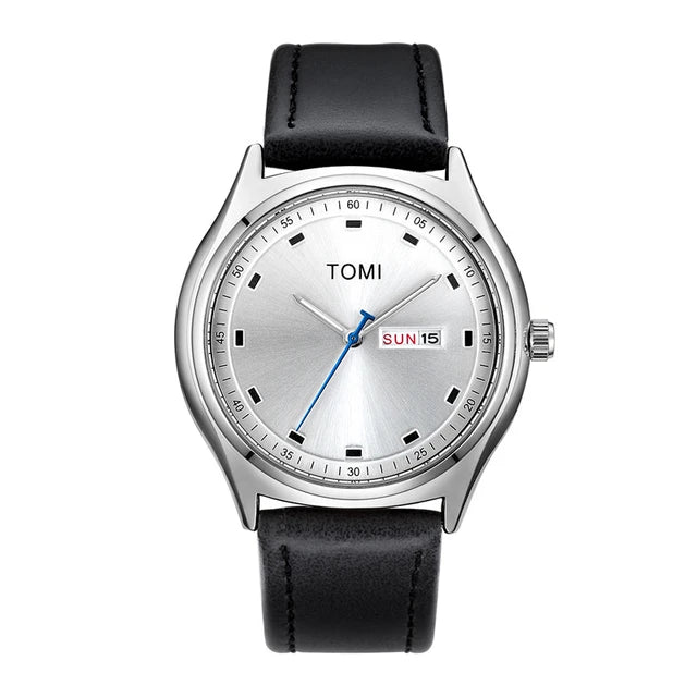 TOMI T-030 Watch Date Day Leather Straps
