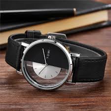 TOMI T-080 Unisex Watch Half Transparent Leather Strap