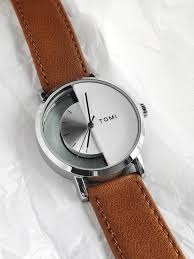 TOMI T-080 Unisex Watch Half Transparent Leather Strap