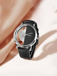 TOMI T-080 Unisex Watch Half Transparent Leather Strap