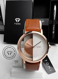 TOMI T-080 Unisex Watch Half Transparent Leather Strap
