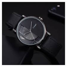 TOMI T-080 Unisex Watch Half Transparent Leather Strap