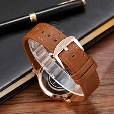 TOMI T-080 Unisex Watch Half Transparent Leather Strap