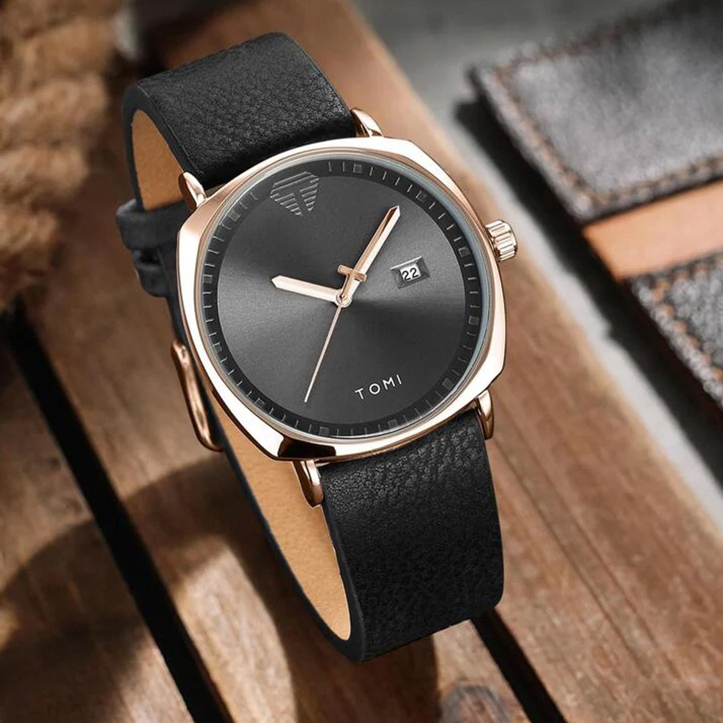 TOMI T-044 Men's Watch Leather Strap