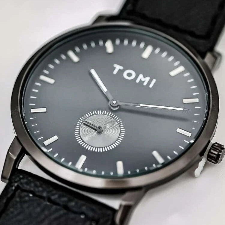 TOMI T-072 Slim Dial Quartz Watch with Leather Strap – Tomi Watches