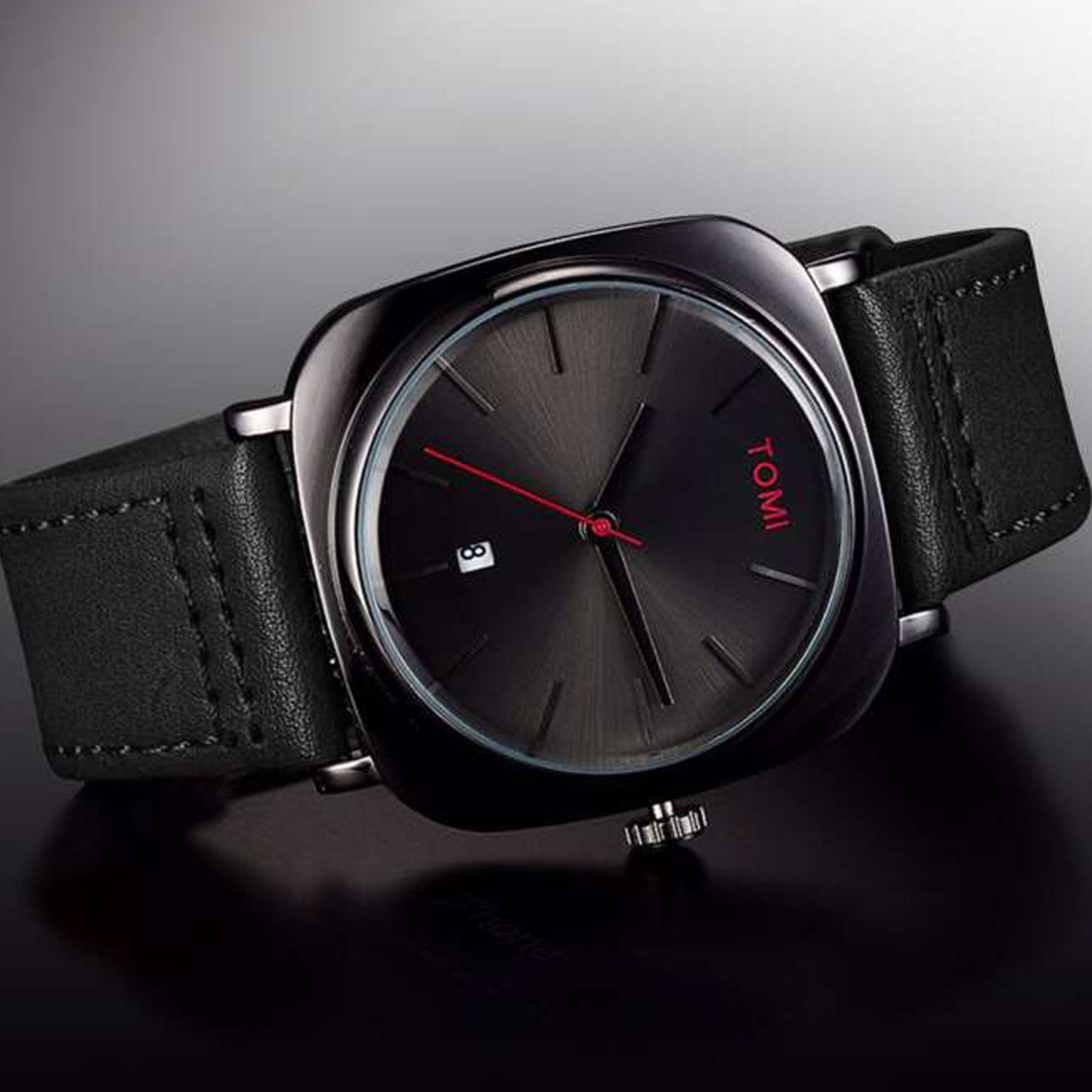 TOMI T-084 Men's Watch Quartz Date Leather Straps